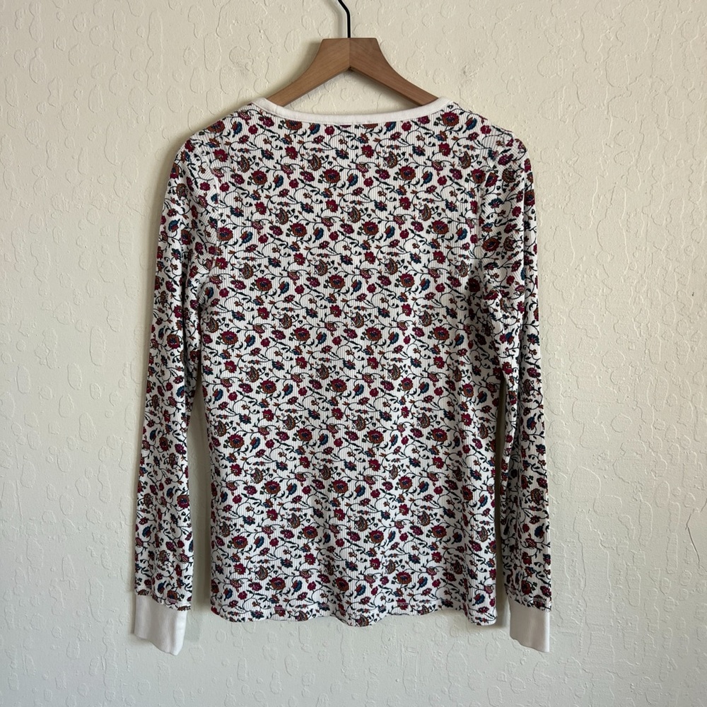 Sundance Floral Waffle Thermal Pajama Set Long Henley Shirt Jogger Pants Medium - Picture 6 of 11